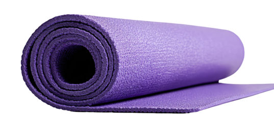Rolled up purple exercise mat