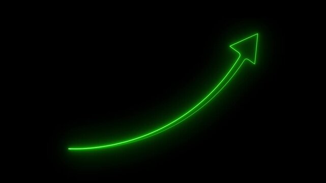 Business grow-ting arrow. Rising bar follow the arrow. Abstract neon arrow growth , success concept. Neon rising arrow animation, success concept. Profit growing icon animation. 