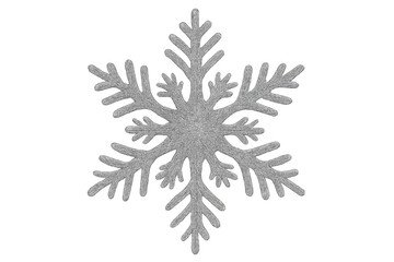 Delicate silver snowflake gleaming against transparent backdrop, adding festive winter shimmer to graphic design and holiday compositions