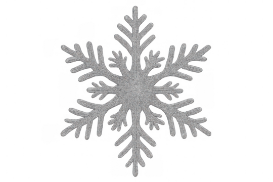 Delicate silver snowflake gleaming against transparent backdrop, adding festive winter shimmer to graphic design and holiday compositions