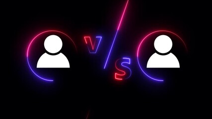 Digital gamer vs intro with glowing icons and light effects. Cyber style player versus interface with neon glow. 4k video - Powered by Adobe