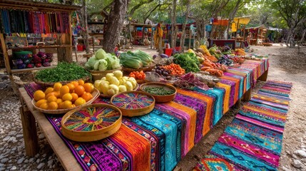 Fototapeta premium Colorful market stall with fresh produce