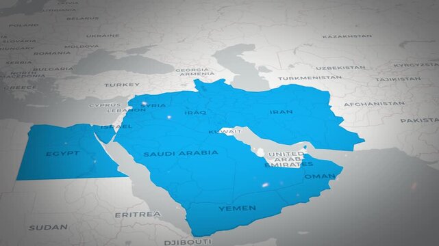 Middle East Map Animation &ndash; Political Borders and Country Boundaries