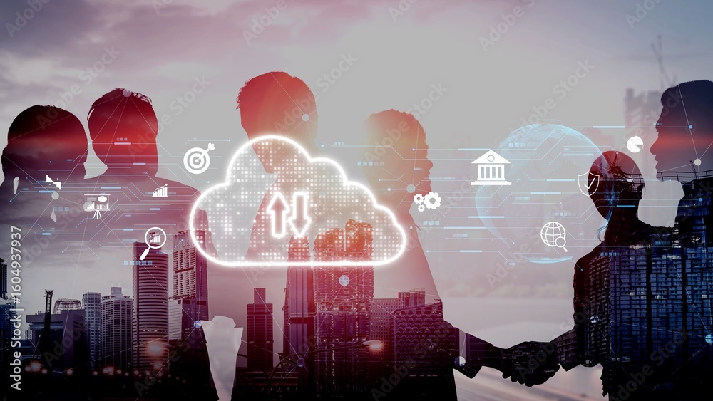 Poster cloud computing, cloud strategy, and cloud technology transforming digital infrastructure with scala
