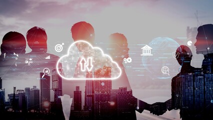 Cloud computing, cloud strategy, and cloud technology transforming digital infrastructure with...