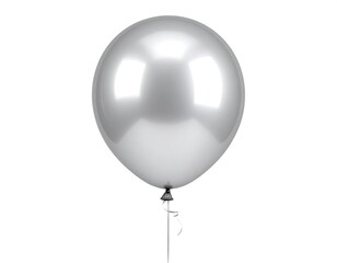 Shiny silver balloon against white background