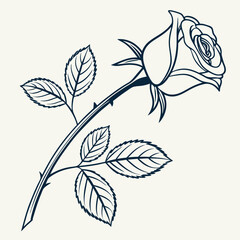  A simple rose icon with a curved stem and two leaves, designed with 
minimalistic details. 