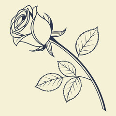  A simple rose icon with a curved stem and two leaves, designed with 
minimalistic details. 