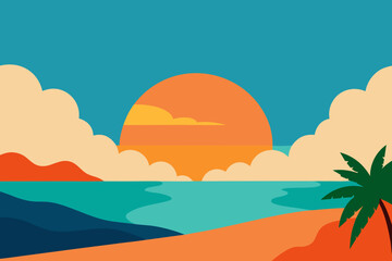 tropical beach with palm trees