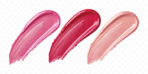 realistic 3d smooth glossy lipstick or paint swatch smear smudge in different color style isolated on white background	