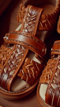 Traditional Mexican sandals handwoven from leather showcasing intricate craftsmanship and cultural heritage