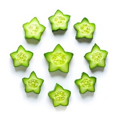 Star-shaped cucumber slices arranged in a circle