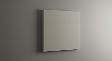 Blank canvas on gray wall in minimalist style  
