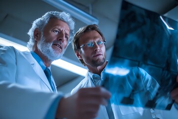 Senior Doctor and Colleague Reviewing X-ray: Mentorship and Knowledge