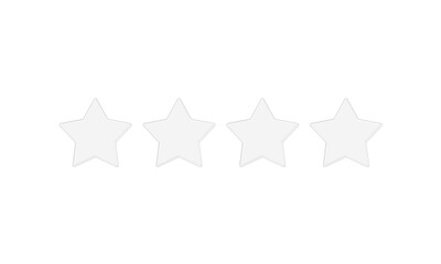 Four Glass Star Rating Icon for Customer Review and Feedback, Cut out Clear Display Board. Reflective Plastic Showcase	