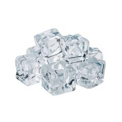 Crystalline ice cube accumulation showcasing refracted light against a pure void backdrop ideal