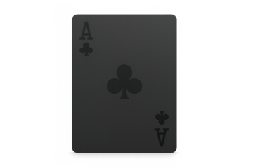 Playing card ace of clubs with black background on a transparent background, ideal for gambling or casino related projects
