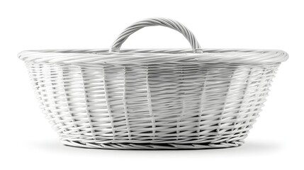 Obraz premium White wicker basket with handle.