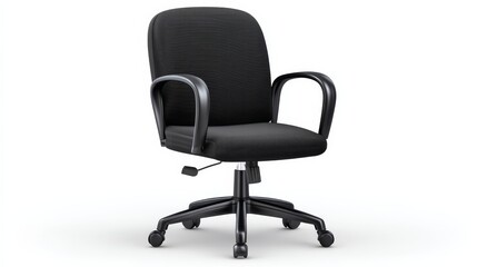 Obraz premium Black Office Chair With Wheels And Armrests Designed For Ergonomic Comfort And Functionality Suitable For Work Environments