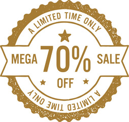 Mega 70% Sale OFF Stamp Seal Typography Vexctor design