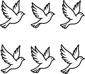 Obraz premium Flying Bird Outline Vector Collection 