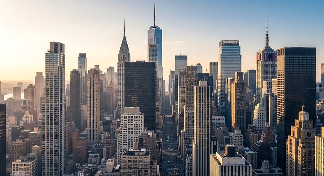 High angle view of a dense city skyline.