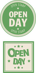 Fototapeta premium Open Day Round and Squire Seal Typography Vector design
