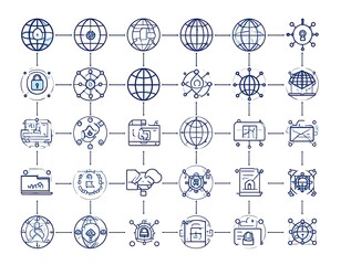 Network security icons, interconnected