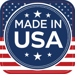 Vibrant "Made in USA" Patriotic Badge with Stars and Stripes

