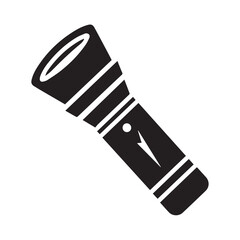Flashlight Vector Icon – Black Torch Light Silhouette Illustration for Emergency and Outdoor Use