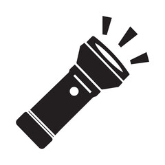 Flashlight Vector Icon – Black Torch Light Silhouette Illustration for Emergency and Outdoor Use