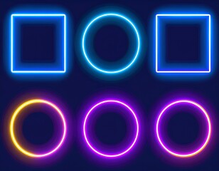 Neon shapes on dark background