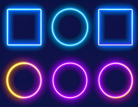 Neon shapes on dark background