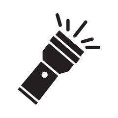 Flashlight Vector Icon – Black Torch Light Silhouette Illustration for Emergency and Outdoor Use
