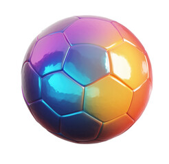 Fototapeta premium Vibrant iridescent soccer ball isolated on a transparent background perfect for sports designs