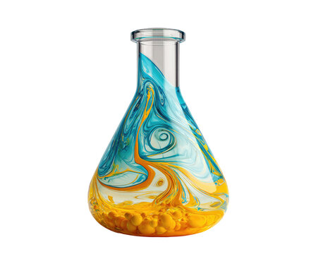 Colorful chemical flask, swirling liquids - Powered by Adobe