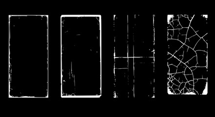 Grunge film frame overlays set. Vector illustration. JPEG version.