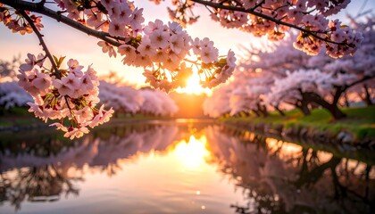 Cherry blossoms and bright sun light