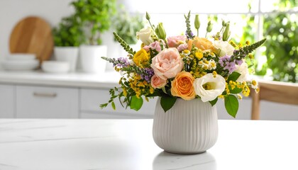 Delicate bouquet of wildflowers in vase
