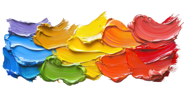 A captivating rainbow of paint, vivid colors in seamless blend for an artistic effect
