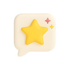 3d speech bubble with star icon isolated on transparent background. rating or feedback concept