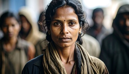Fototapeta premium Portrait of a woman in a group setting