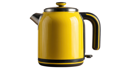 Bright yellow kettle with a sleek black handle, modern kitchen essential for tea and coffee lovers