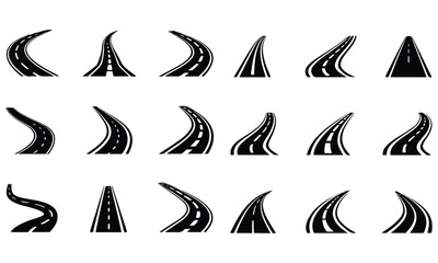 Road and Highway Vector Illustrations: Curved, Straight, and Scenic Route Designs