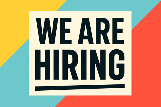 Colorful hiring announcement poster with bold typography