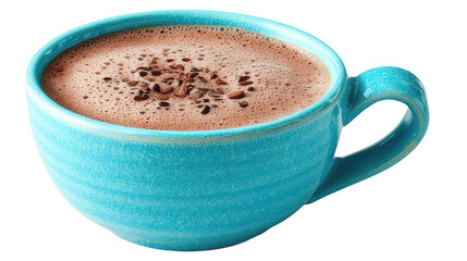 Obraz premium Steaming hot chocolate in a blue mug, cozy winter treat for cold days warm