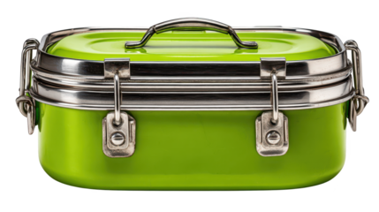 Durable green lunchbox with dual handles for easy meal transportation green