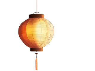 Illuminated paper lantern hanging from a string.
