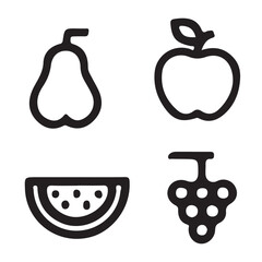 Fresh Fruit Icons Set
