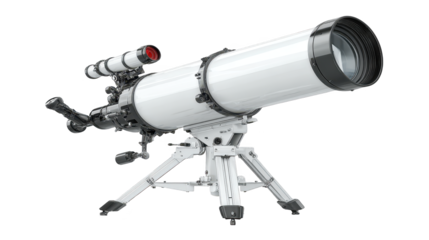 Exploring the night sky, a telescope on tripod stand ready for observation telescope